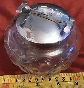 cut glass sugar bowl with lidded tong's