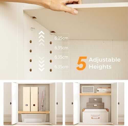 5-Tier Bookcase with Doors and Cabinet, Bookshelf Floor Standing Display Storage Shelf, Tall Bookcase with drawers for Home, Office, Living Room