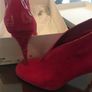 Raspberry red suede shoes Image 5