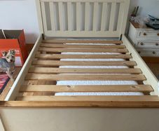 Wooden pine Bedroom Set - slatted double bed, chest of drawers and 2 side lockers
