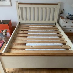 Wooden pine Bedroom Set - slatted double bed, chest of drawers and 2 side lockers