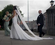 wedding dress and veil