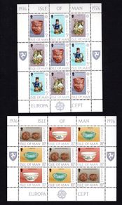 1976 Isle of Man Europa (Ceramic Art) Commemorative Stamp Sheetlets Mint Never Hinged (MNH)