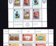 1976 Isle of Man Europa (Ceramic Art) Commemorative Stamp Sheetlets Mint Never Hinged (MNH)