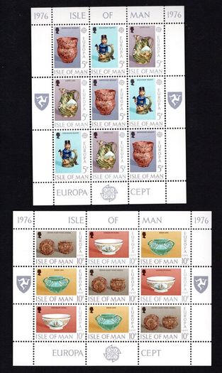1976 Isle of Man Europa (Ceramic Art) Commemorative Stamp Sheetlets Mint Never Hinged (MNH)