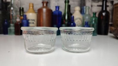 249 - Set of 2 Vintage Clear Glass Collectible Decorative Ramekins