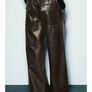 Zara ZW l real leather trousers, new, oversized, size Xs-S Image 3
