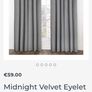 Brand new 2 x Midnight Velvet Thermal Blackout Eyelet Curtains - Silver Sizes in comments Image 3