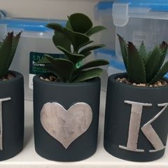 Mini artifical plant in navy pot