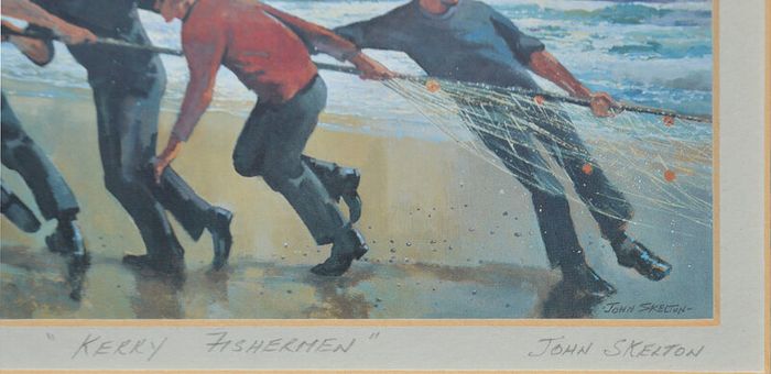 John Skelton Signed Print Kerry Fisherman Framed