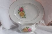 Staffordshire Floral Serving Plate  &amp; Sauce  / Gravy Boat.