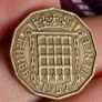 British 3 Pence Three Pence 1957 Image 2