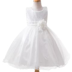New Girls Sequinned Dress Flower Sash Sleeveless Formal Party Wedding Bridesmaid Sz 7-8y