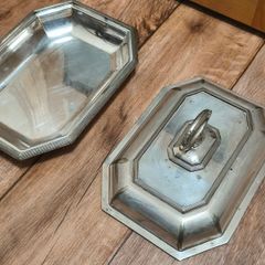 Silver Plated Covered Harrison Bros & Howson Alpha Vintage Entree Serving Dish and Cover Silverplate Sheffield England Antique Collectable Retro