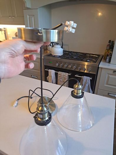 Brass ceiling light pendant with cone clear glass