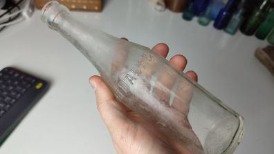 189 - Vintage John Daly Mineral Water Cork Decorative Collectible Clear Glass Bottle