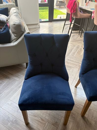 Luxurious Blue Fabric Chairs x 2