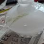 Vintage Fenton Milk Glass Lampshade ruffled featuring green painted streaky floral design. no chips or cracks Postage Available or Collection Image 2