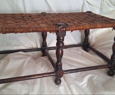 Cottagecore / farmhouse style vintage rush double stool bench