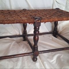 Cottagecore / farmhouse style vintage rush double stool bench