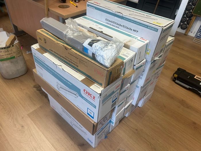 Job lot of toners drums and waste bottles for Oki ES3640