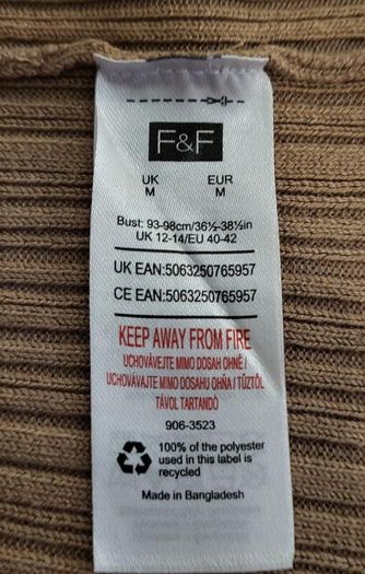 F&F fawn ribbed top, Size M / 12-14