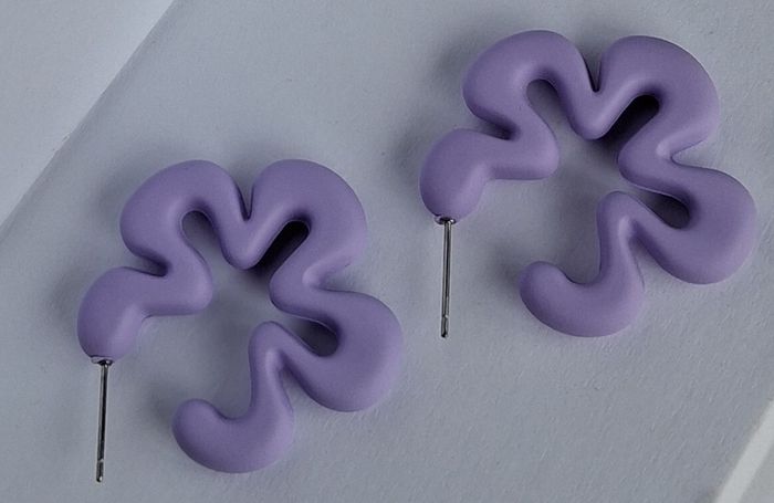 Lilac Silhouette Five Petal Flower Earrings
