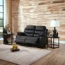 2 Seater leather Recliner Sofa, Black Image 9
