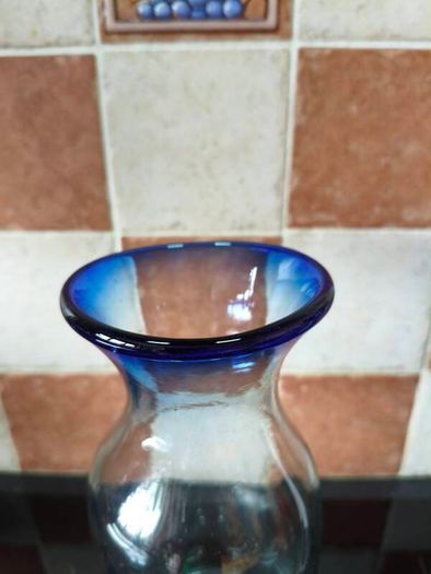 Vintage Mexican hand blown recycled glass decanter
