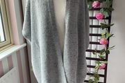 grey fringed sleeveless cardigan s/m generous