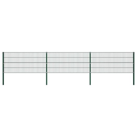 Fence Panel with Posts Iron 5.1x0.8 m Green
