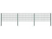 Fence Panel with Posts Iron 5.1x0.8 m Green