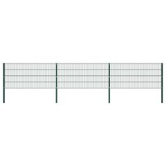 Fence Panel with Posts Iron 5.1x0.8 m Green