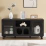 120cm Sideboard Cabinet with 2 Corrugated Glass Doors, Ball Feet & Spacious Storage, Modern Living Room Lowboard Image 7