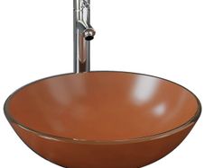 Bathroom Sink with Tap and Push Drain Brown Tempered Glass