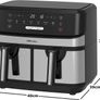 NEW SALE Dual Air Fryer Extra Large Family Size Double XL 9 Litre with 8 Pre-Set Menus for Oil Free & Low Fat Healthy Cooking, Easy Clean Metal Interior, 99-Minute Timer - Stainless Steel MULTIPLE COLOURS AVAILABLE Image 8