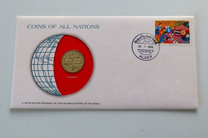 Algeria 1975 Coin Stamp cover BUNC Setif Massacre 1945