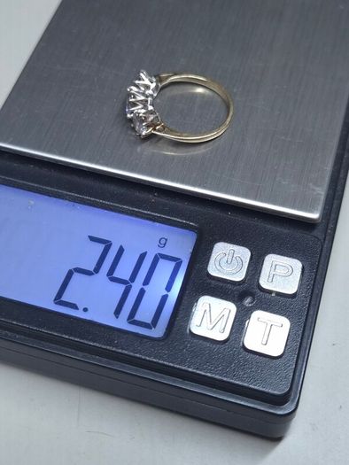 Vintage 9ct Gold Three Stone Ring Dublin Hallmark Size 51.5
