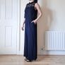 Julia Jordan Navy Blue Floral Lace Sleeveless Jumpsuit Bodysuit Wide Leg 10UK/38EU/6US Image 2