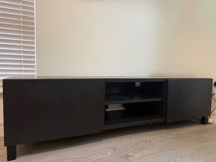 IKEA BESTA TV Bench with Doors - Black Brown 180cm