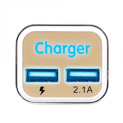 Universal Dual USB Car Charger 5V 2.1A Adaptive Fast Charger with LED