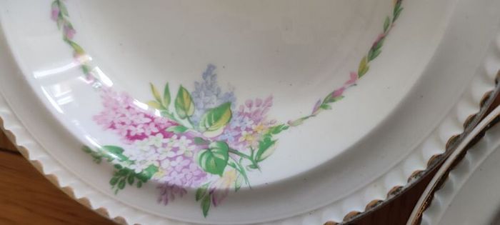 Vintage Portland Pottery Cobridge desert bowls Date Stamped 1956 Floral Scalloped