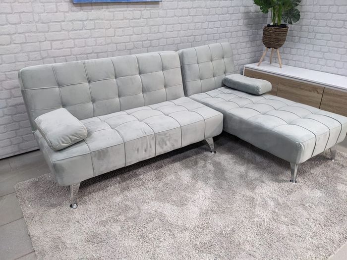 Grey Velvet Nordic Comfort Chaise Sofa, 198cm