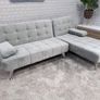 Grey Velvet Nordic Comfort Chaise Sofa, 198cm Image 2