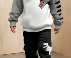 Dinosaur Print Sweatshirt Hoodie and Jogger Set