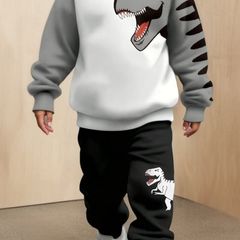 Dinosaur Print Sweatshirt Hoodie and Jogger Set
