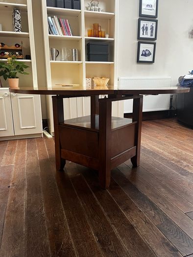 Warm wooden inlaid round/square dining table with storage