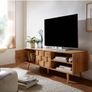 160cm Oak Effect TV Stand  Modern Entertainment Unit with Storage Cabinet Image 3