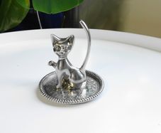 Vintage Cat Ring Holder, Trinket Tray
