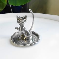 Vintage Cat Ring Holder, Trinket Tray